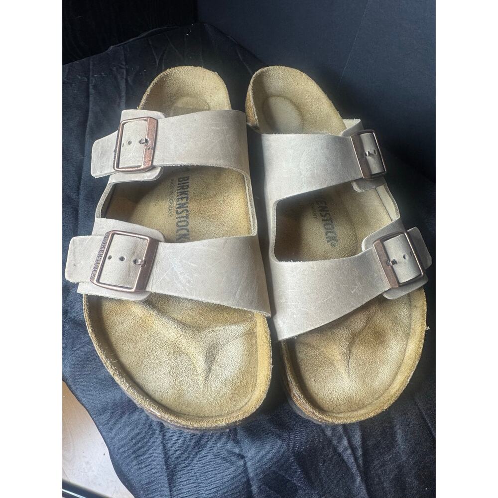 Birkenstock Arizona suede leather sandals.